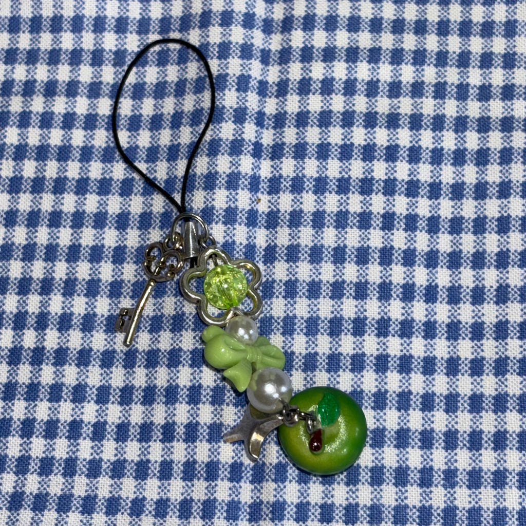 Green apple phone charm