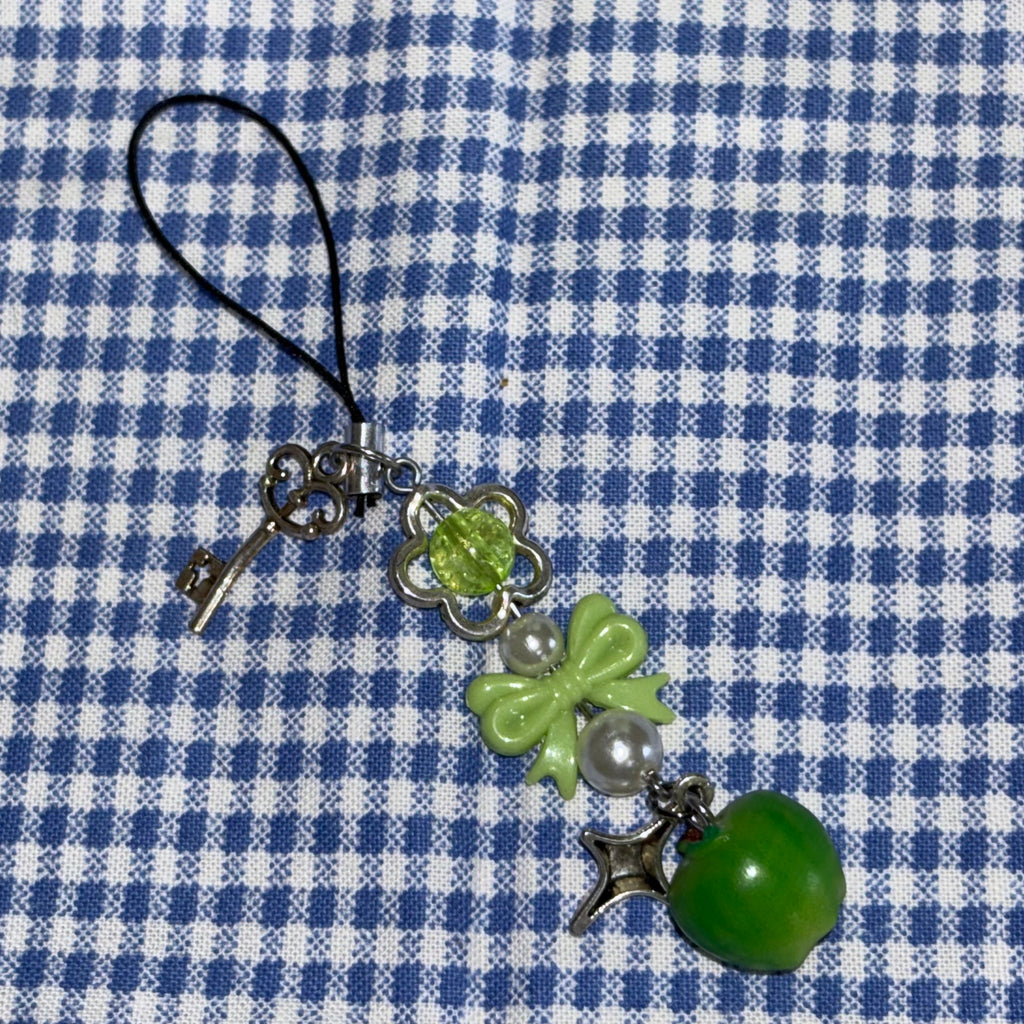 Green apple phone charm